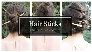 How To Use Hair Sticks  The Basics  3 Styles [upl. by Asaph]