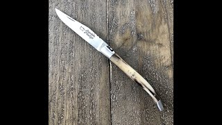 Laguiole Prestige Le Sabot Forged Bee Blond Horn France 12C27 Sandvik Steel Pocket Knife [upl. by Jump]