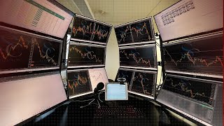 Inside a MONSTER 13screen professional trading setup [upl. by Akimat]