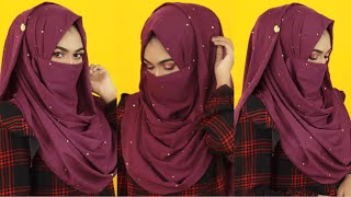 Niqab Tutorial with Georgette Party Hijab  MUNA [upl. by Massiw]