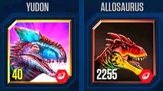 YUDON VS ALLOSAURUS  JURASSIC WORLD THE GAME [upl. by Aehta]