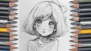 How to draw cute anime girl step by step  Anime girl drawing [upl. by Rudelson]