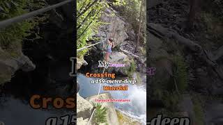 My daughter is crossing 159 m deepwaterfall sports viaferrata travel landscape mountains [upl. by Rehtnug104]