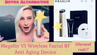 BOTOX Alternative  Megelin V1 Wireless Facial RF Anti Aging Device PR  Discount Code [upl. by Elocim]