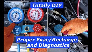 DIY Tutorial  Proper R134a AC charge amp Diagnostics [upl. by Doralin]