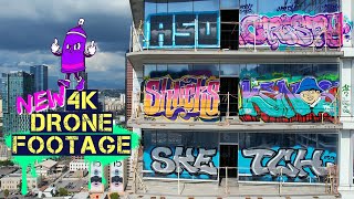 BRAND NEW EXCLUSIVE 4K DRONE FOOTAGE of Graffiti Towers in Downtown Los Angeles [upl. by Ahsyekal]