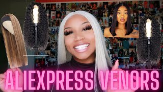 THE BEST ALIEXPRESS WIG VENDORS synthetic LACE FRONTS BANGS HEADBAND WIGS FREE VENDOR LIST [upl. by Siramay]