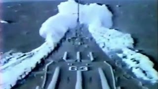 Battleship USS Missouri BB63 in heavy seas  1980s [upl. by Audy]