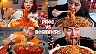 Pros vs Beginners eating spicy noodles [upl. by Waldemar]