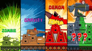 Evolution of hybrids Zombie KV44 VS Gravity KV44 VS Fire KV44 VS Karl44 Cartoons about tanks [upl. by Naihs660]