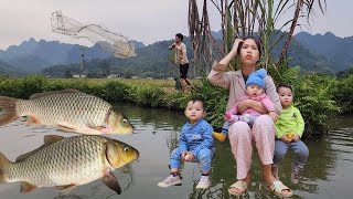 🐟Tung catches fish to nourish 👧Bim 👧Bon and 👶Bo after days of hospitalization🏥 [upl. by Mullac65]