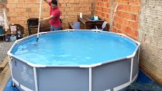 Limpeza tratamento da água piscina Intex 4485 litros [upl. by Ellicul]