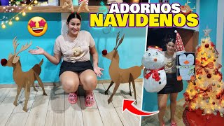 HACIENDO mis ADORNOS NAVIDEÑOS 🎄🎅 RENOS MUÑECO DE NIEVE Y PINGUINO DE CARTÓN 🐧🤩 [upl. by Selden344]