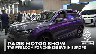 Paris Motor Show 2024 Tariffs loom for Chinese electric cars in Europe [upl. by Yrffej587]