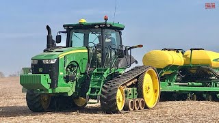 JOHN DEERE 8370RT Tractor Planting Corn [upl. by Neeroc397]