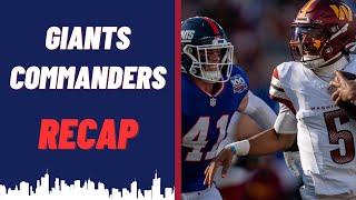 Giants vs Commanders Recap  SO CLOSE BUT SO FAR AWAY [upl. by Winikka]