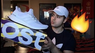 Adidas Ultraboost 40 UNBOXING  REVIEW  TRIPLE WHITE [upl. by Theurer]