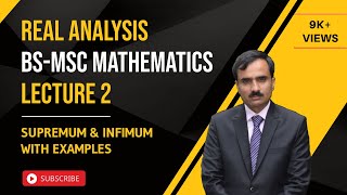 Real Analysis Lecture 2  Supremum and Infimum  Real Analysis BS  MSc Mathematics Lectures [upl. by Ardyth]