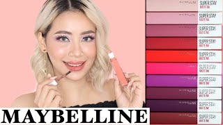 MAYBELLINE SUPERSTAY MATTE INK  swatches [upl. by Voltz]