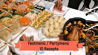 PARTYMENÜ  10 Rezepte  Weihnachtsessen  Vorspeisen Salate Hauptgericht Dessert  Menü [upl. by Ettenrahs]