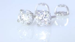 1995 133CTW Round Brilliant Earth Mined Diamonds Set in Platinum Screw Back Stud Earrings LCRings [upl. by Enywad]