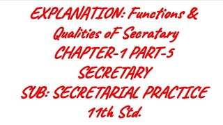 11th Std Secretarial Practice Chapter1 Part5 Explanation [upl. by Siloum]