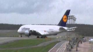 Lufthansa A380 Landing and Takeoff At Arlanda Airport [upl. by Wolk]