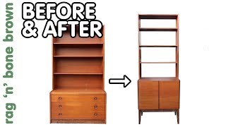 Mid Century Bookcase Cabinet  Extreme Makeover Before amp After Part 2 of 2 [upl. by Anabahs]