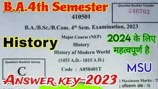 History BA 4th semester  Solved Question Paper2023  MSU Answer key2023  Model paper2024 [upl. by Champagne372]