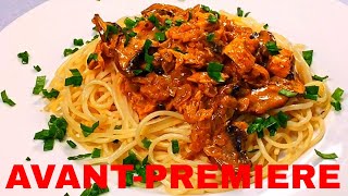 SPAGHETTI  POULET et CHAMPIGNONS CREME  RECETTE FACILE ET PAS CHERE VC0044 VS00134 AU010101 [upl. by Shannah780]