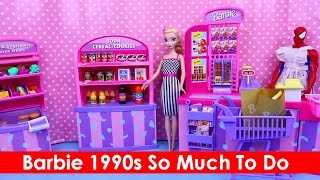 Barbie 1990s So Much To Do Supermarket Play Set GIANT Barbie Grocery Store  Frozen Elsa amp Spiderman [upl. by Tombaugh]