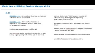 Whats New in IBM Copy Services Manager v6390 [upl. by Yllib]