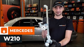 How to change rear window regulator MERCEDES W210 TUTORIAL AUTODOC [upl. by Minta]