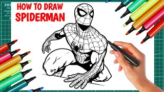 AMAZING SPIDER MAN Step By Step Menggambar Dan Mewarnai Spider Man Untuk Pemula [upl. by Mouldon]