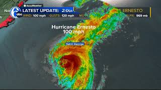 Latest on Hurricane Ernesto path in Atlantic Ocean [upl. by Enorej]