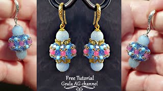 Beaded Earrings Vintage Style DIY Earrings Beads Jewelry Making Tutorial Blue amp Pink [upl. by Ohaus455]