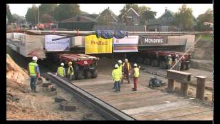 Wagenborg Nedlift Spoorviaduct Rijssen 600 ton inrijden SPMTs [upl. by Guerra]