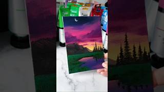 easy way to paint a purple night sky  acrylic painting for beginners ✨️ [upl. by Adelheid]