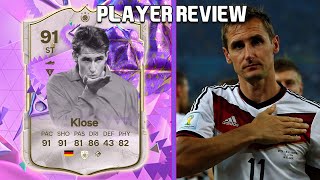 STIER FINISHER 🇩🇪 91 ULTIMATE BIRTHDAY ICON KLOSE PLAYER REVIEW FC 24 ULTIMATE TEAM [upl. by Vladamar609]