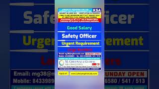 Safety Officer urgent Requirement  Large numbers of safety officer jobs [upl. by Regnij48]