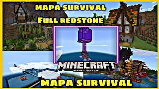 Download Mapa Survival no Minecraft Bedrock Mapa Survival Full Redstone Java e Bedrock [upl. by Ellary]