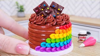 Colorful Rainbow Cake 🌈 Miniature Rainbow Chocolate Cake Decoration [upl. by Mellisent564]