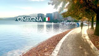 Omegna Italy 🇮🇹 walking tour with natural sounds near lake Orta Italian autumn 🍂 4K 60fps [upl. by Annaerdna]