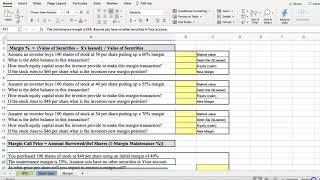 Investments Chapter 2 Excel Short Selling and Margin Calculations [upl. by Abott]