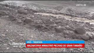 Cochabamba Mazamorra arrastró piedras en el río Taquiña en Tiquipaya [upl. by Ahsinauq]