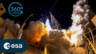 Final Ariane 5 liftoff  360° view of launch [upl. by Eibba]