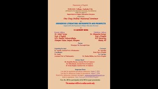 National Seminar on Indigenous Literature Retrospects and Prospects 10th August 2024 [upl. by Ellerey]