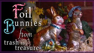 Make a Foil Bunny Color Foil with Glass Paint Easter Craft Pebeo Vitrail Paint Trash to Treasure [upl. by Znieh]