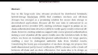 MPV Enabling Fine Grained Query Authentication in Hybrid Storage Blockchain [upl. by Freya]