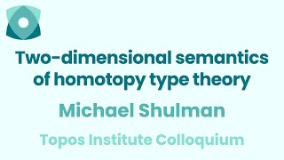 Michael Shulman quotTwodimensional semantics of homotopy type theoryquot [upl. by Haidabez]